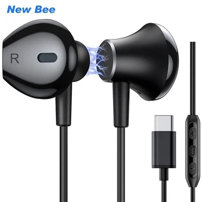 Tai nghe có dây USB C từ tính màu đen
